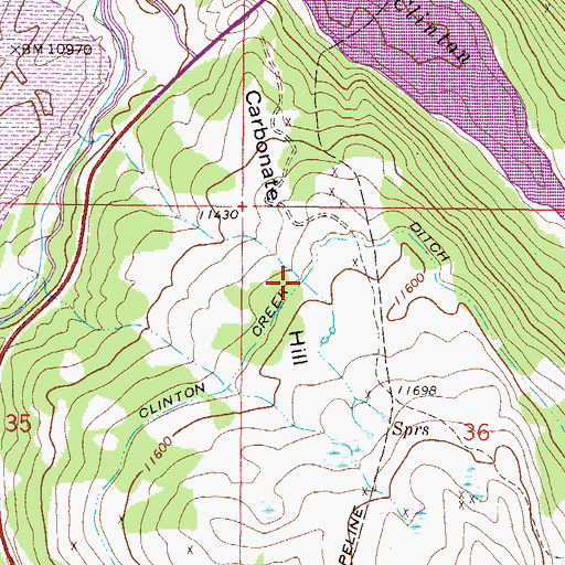 Topographic Map of Clinton Creek Ditch, CO