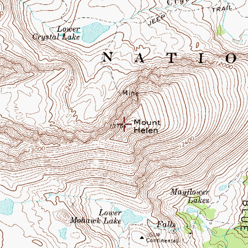 Topographic Map of Mount Helen, CO