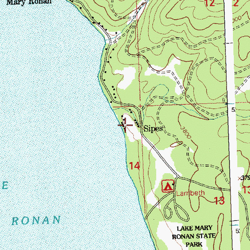 Topographic Map of Lake Mary Ronan State Park, MT