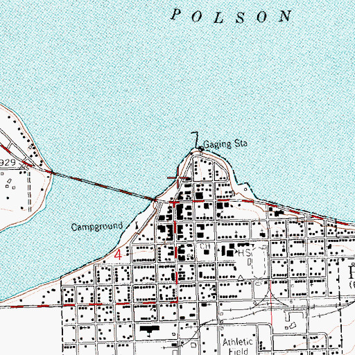 Topographic Map of Polson City Library, MT