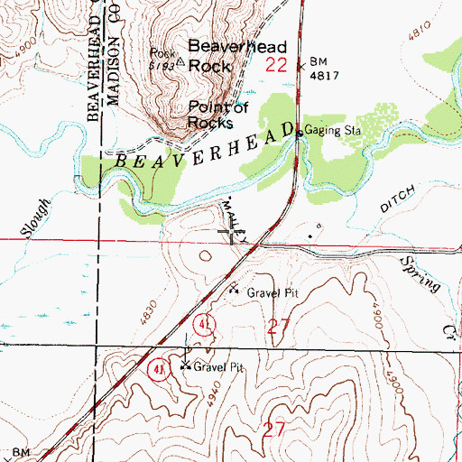 Topographic Map of Beaver Head Rock (historical), MT