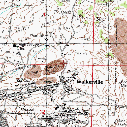 Topographic Map of North Walkerville (historical), MT