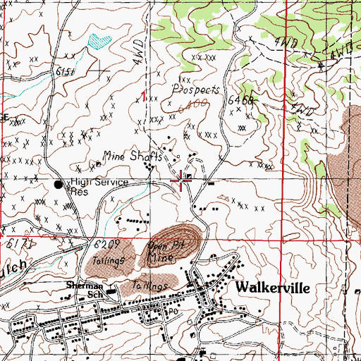 Topographic Map of Butchertown (historical), MT