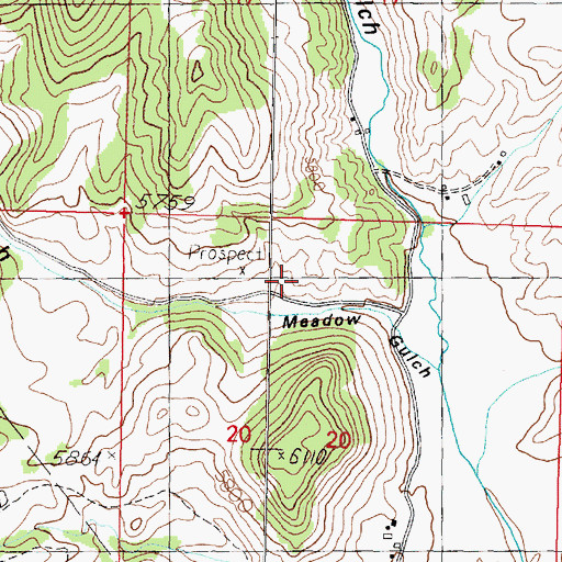 Topographic Map of Meadow Gulch School (historical), MT