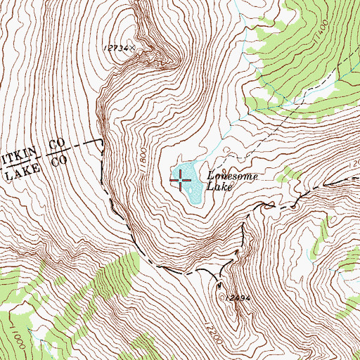 Topographic Map of Lonesome Lake, CO