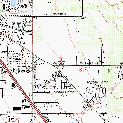 Topographic Map of Mattie Washburn Elementary School, CA