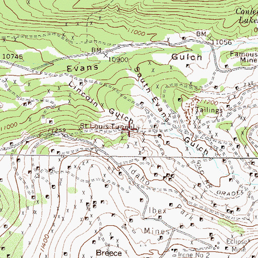 Topographic Map of Saint Louis Tunnel, CO