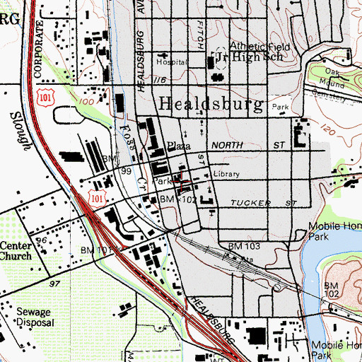 Topographic Map of Saint Pauls Episcopal Church, CA