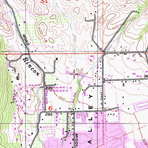 Topographic Map of Brush Creek Reservoir, CA