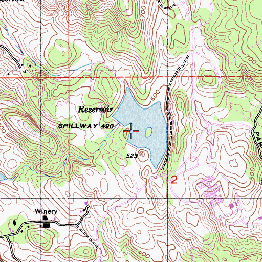 Topographic Map of Fountaingrove Lake, CA