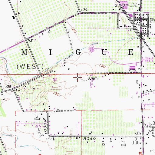 Topographic Map of Fulton Cemetery, CA