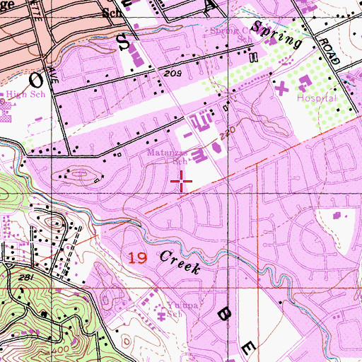 Topographic Map of Matanzas Park, CA