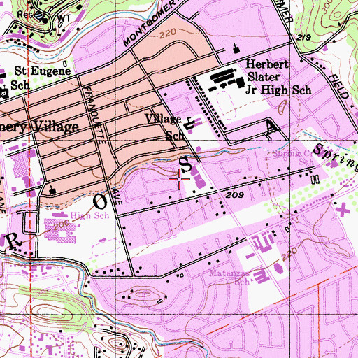 Topographic Map of Mayette Village Shopping Center, CA