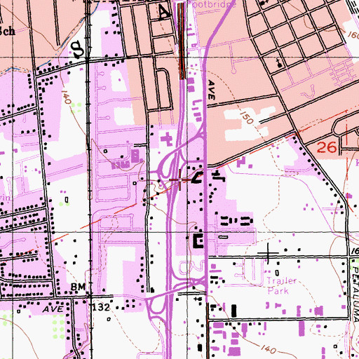 Topographic Map of Santa Rosa Centre Shopping Center, CA