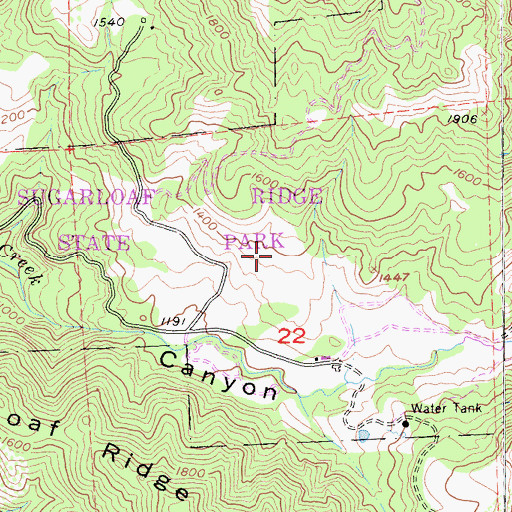 Topographic Map of Lower Bald Mountain Trail, CA