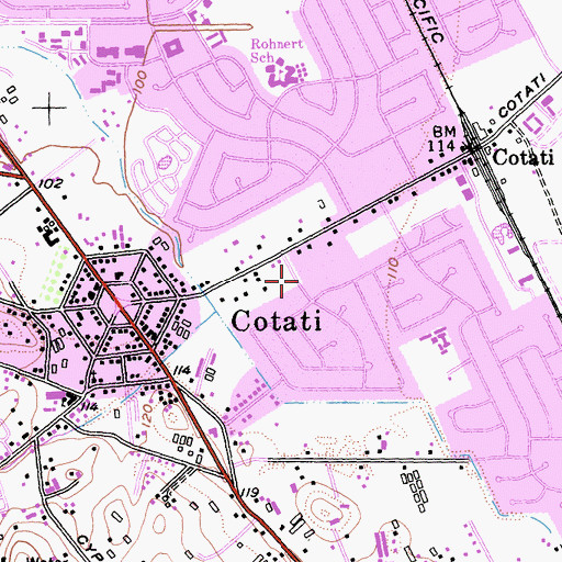 Topographic Map of Cotati Post Office, CA