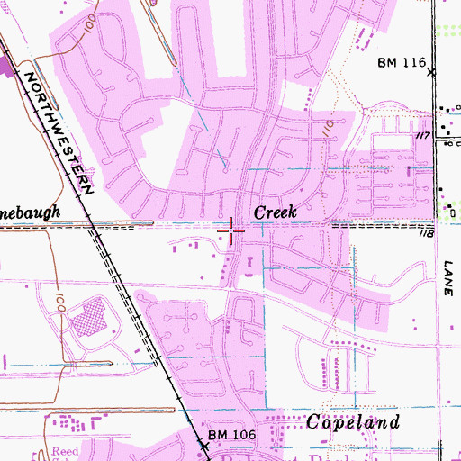 Topographic Map of Hinebaugh Park, CA
