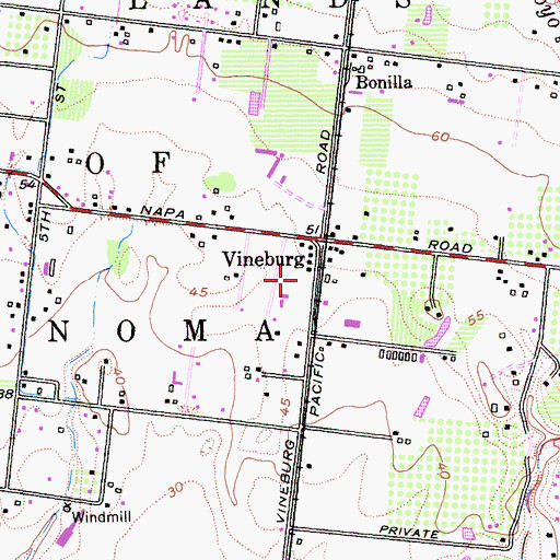 Topographic Map of Vineburg Post Office, CA
