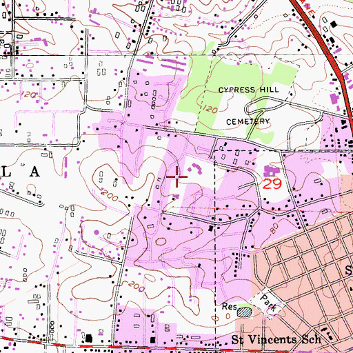 Topographic Map of Mary Collins School at Cherry Valley, CA