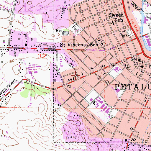 Topographic Map of Congregational B'nai Israel, CA