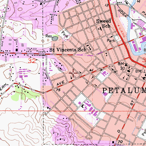 Topographic Map of Elim Lutheran Church, CA
