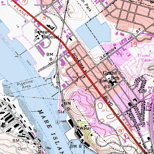 Topographic Map of Saint Louis Bertram Roman Catholic Church, CA