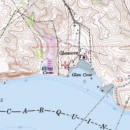 Topographic Map of Glen Cove Waterfront Park, CA