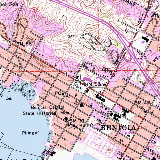 Topographic Map of Solano Square Shopping Center, CA