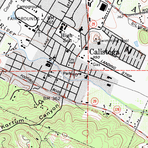 Topographic Map of Calistoga Post Office, CA