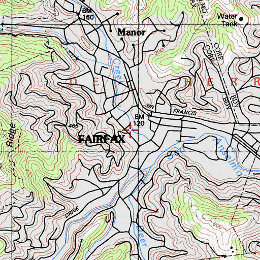 Topographic Map of Bolinas Park, CA