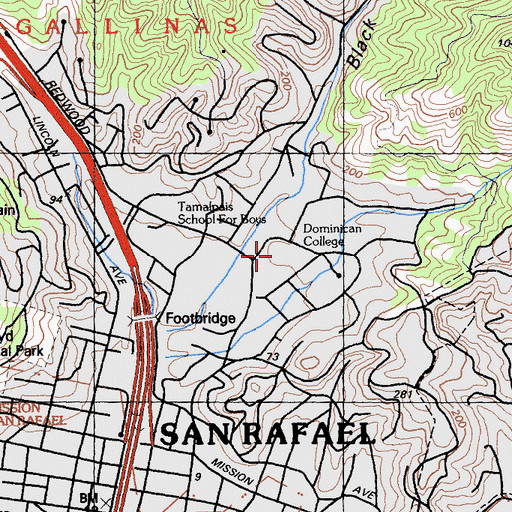 Topographic Map of Saint Thomas Hall, CA