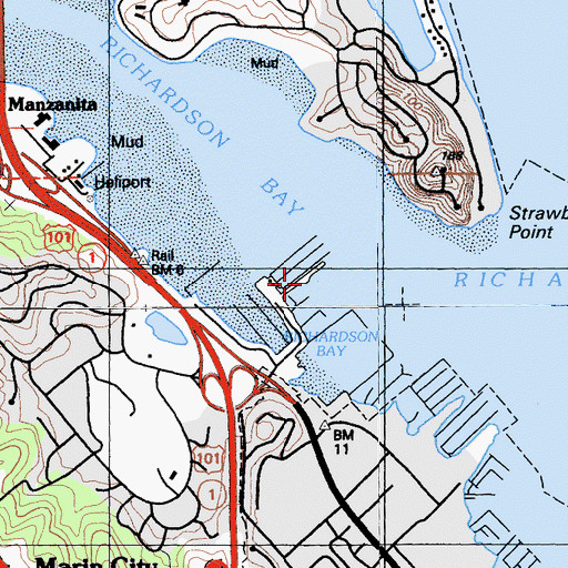 Topographic Map of Kappas Yacht Harbor, CA
