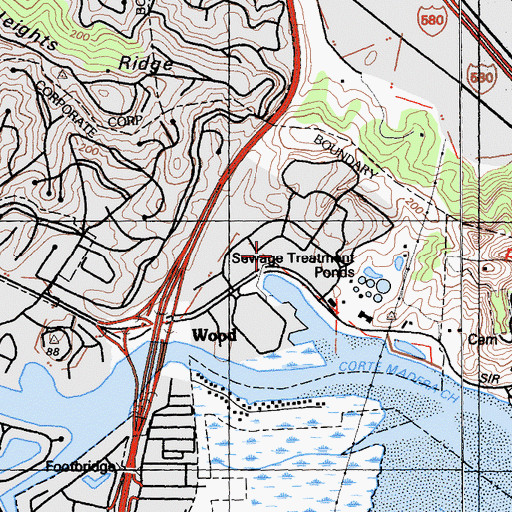 Topographic Map of Larkspur Landing Shopping Center, CA