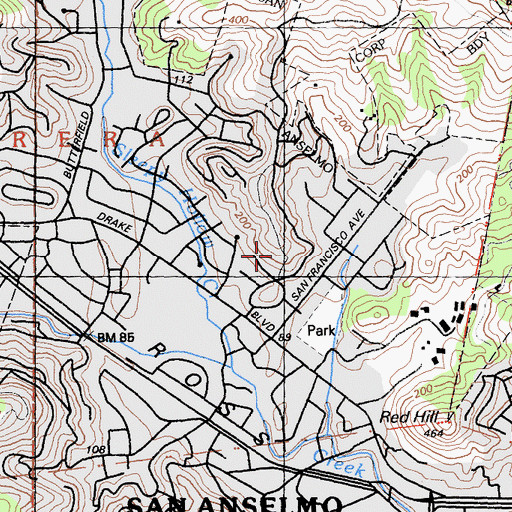 Topographic Map of Faude Park, CA