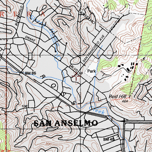 Topographic Map of Isabel Cook Recreation Center, CA