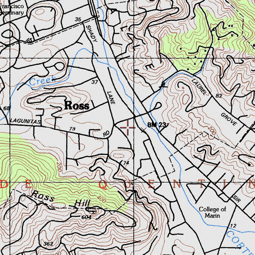 Topographic Map of Ross Common Park, CA