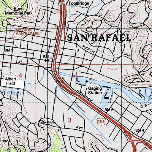Topographic Map of Montecito Plaza Shopping Center, CA