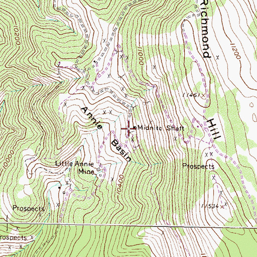 Topographic Map of Midnite Shaft, CO