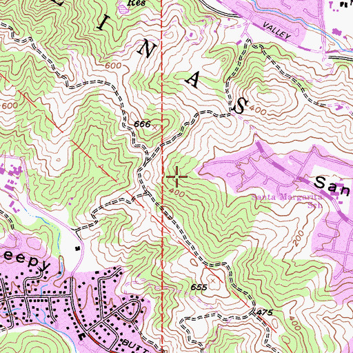 Topographic Map of Santa Margarita Valley Park, CA