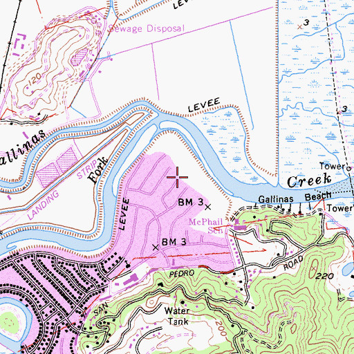 Topographic Map of Santa Venetia Marsh Preserve, CA