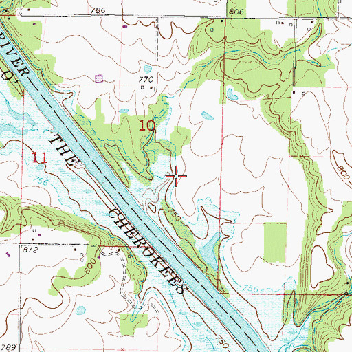 Topographic Map of Hudson Creek Baptist Church, OK