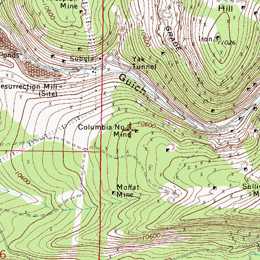 Topographic Map of Columbia Number 2 Mine, CO