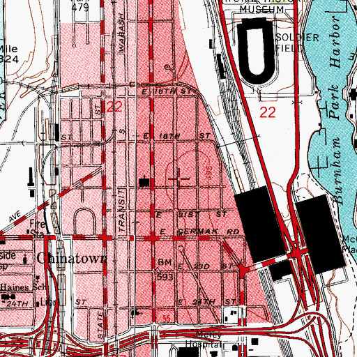 Topographic Map of Henry B Clarke House, IL