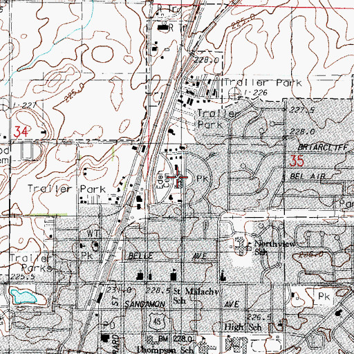 Topographic Map of American Lutheran Church, IL