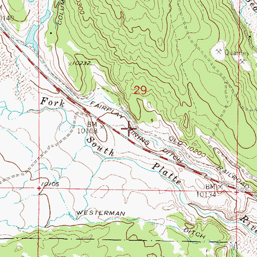 Topographic Map of Fairplay Mining Ditch, CO