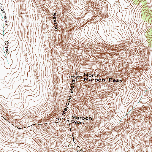 Topographic Map of North Maroon Peak, CO
