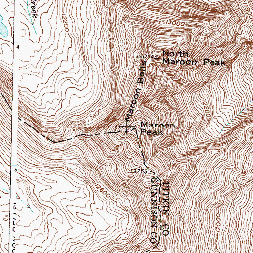 Topographic Map of Maroon Peak, CO