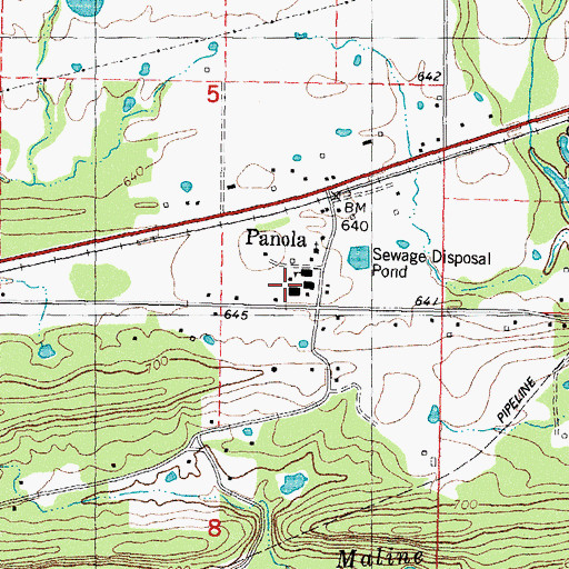 Topographic Map of Panola Elementary School, OK