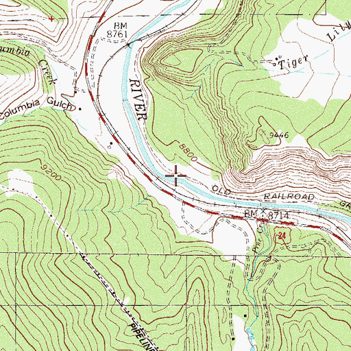Topographic Map of Tiger Lily Creek, CO