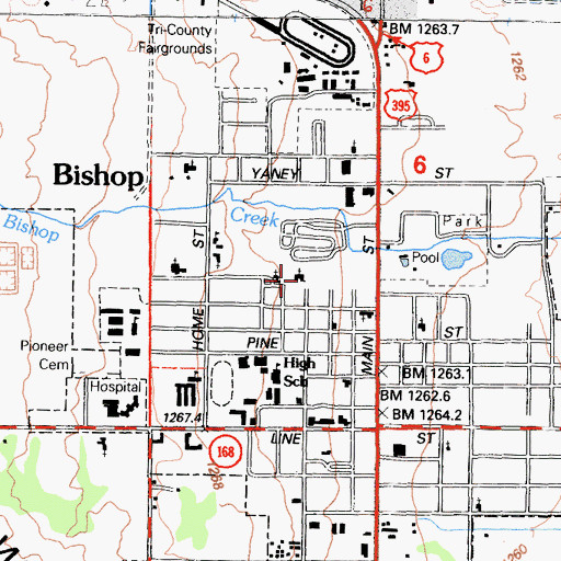 Topographic Map of Grace Lutheran Church, CA